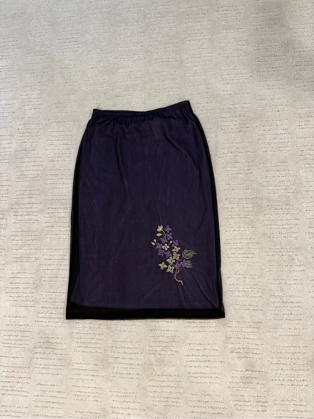 Vintage St. Tropez Mesh Embroidered Midi Skirt